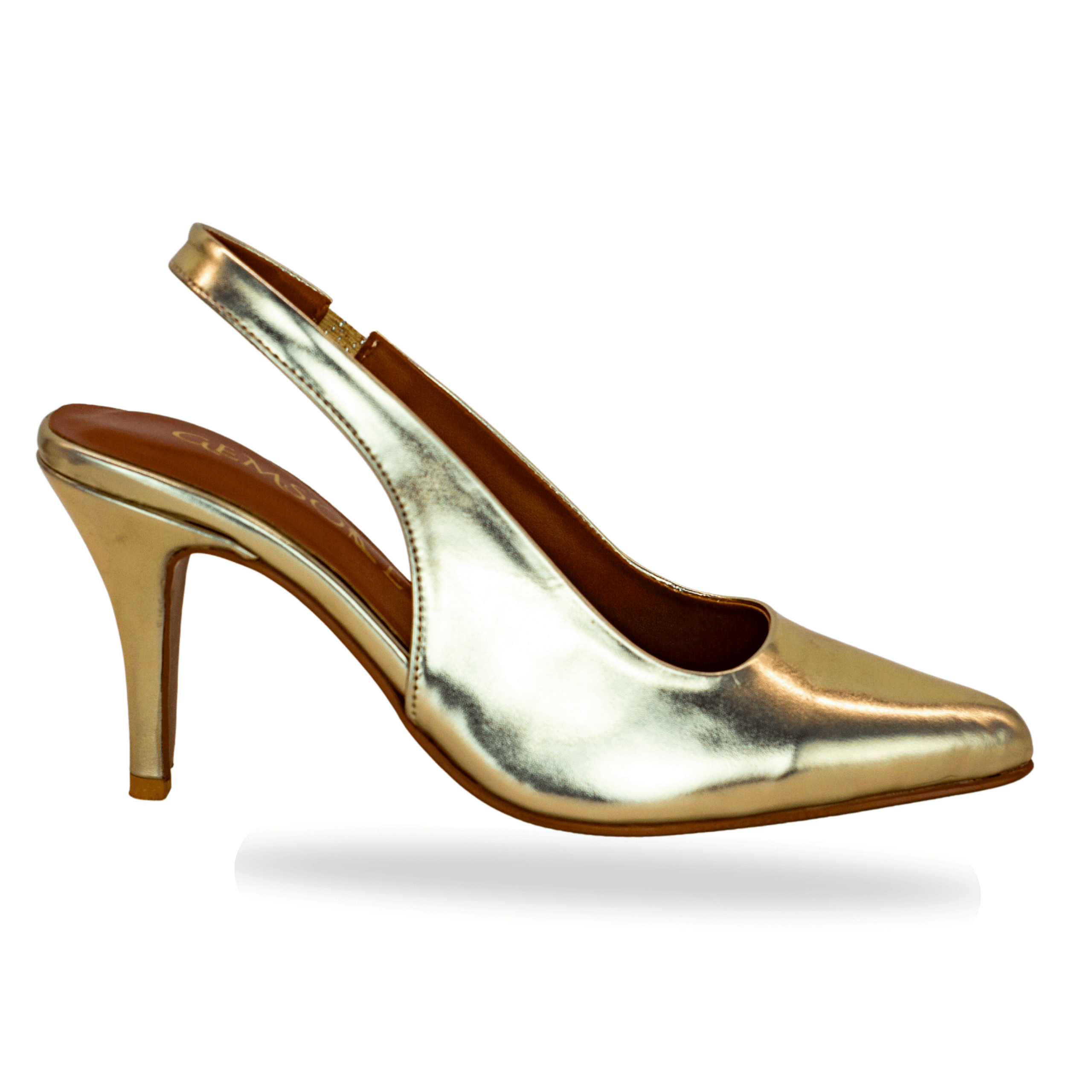 Golden Pointed Sling Heels - Image 5
